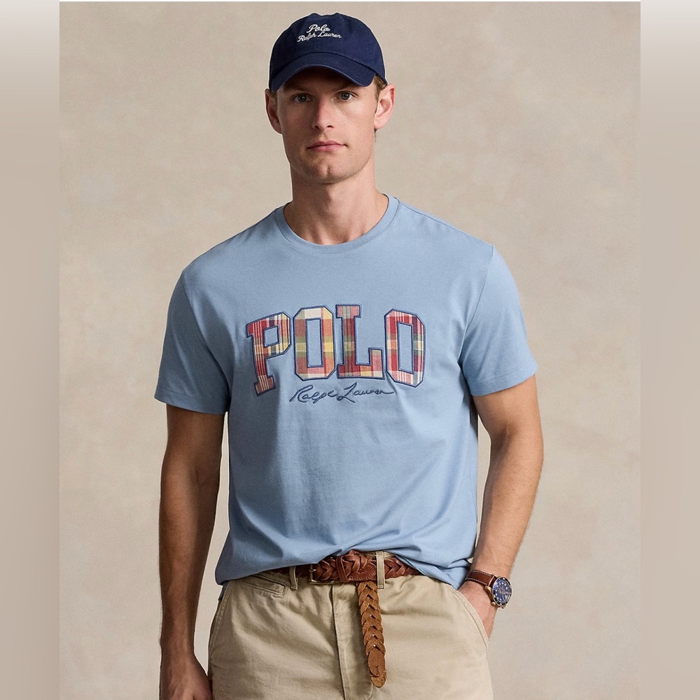 Polo Ralph Lauren
Men's Classic-Fit Plaid-Logo Jersey T-Shirt